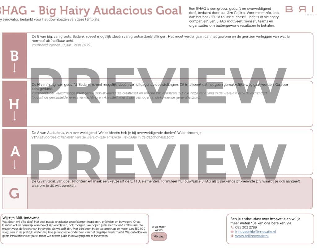 Big Hairy Audacious Goal Template Preview